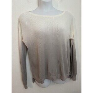 Maurice’s Sweater Womens L Pullover Long sleeve Round neck Open Knit Gray White